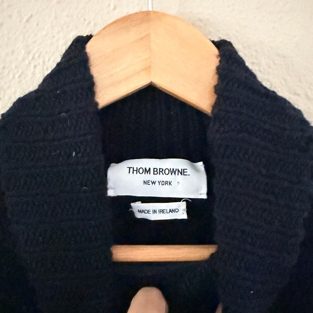 Thom Browne Navy Mohair Aran Turtleneck Sweater - Picture 5 of 8